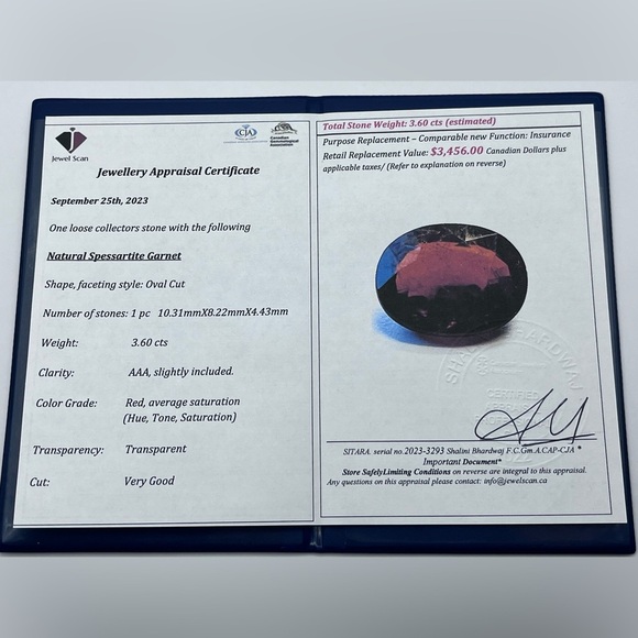 Natural Spessartite Garnet 3.60 cts Oval Cut Loose Gemstone - Picture 3 of 4